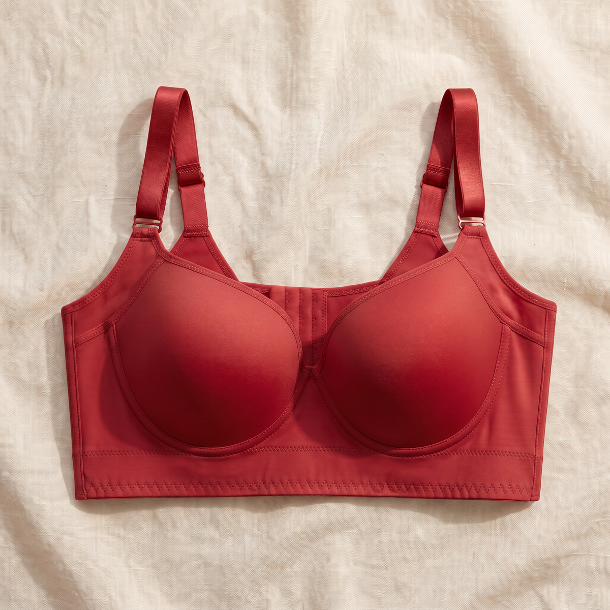 The LiftWell Bra in red, flat lay